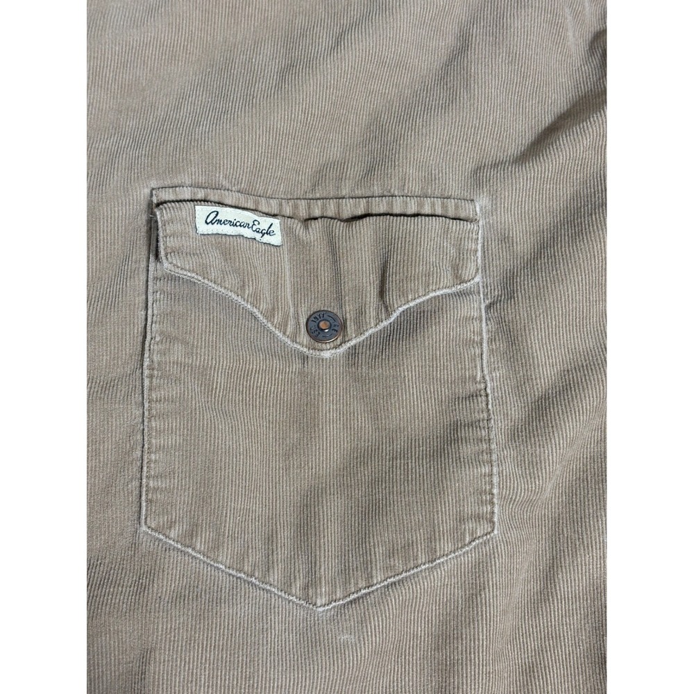 American Eagle Outfitters Mens XL Vintage Slim Fit Corduroy Western Shirt Tan - Picture 3 of 10